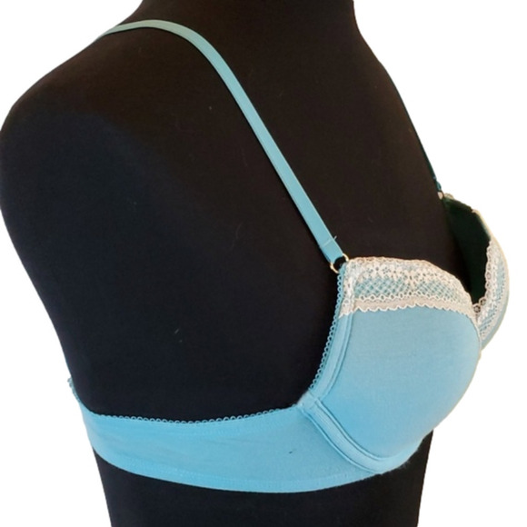 Calvin Klein Lace Push Up Bra 34A Turquoise White - Picture 3 of 11